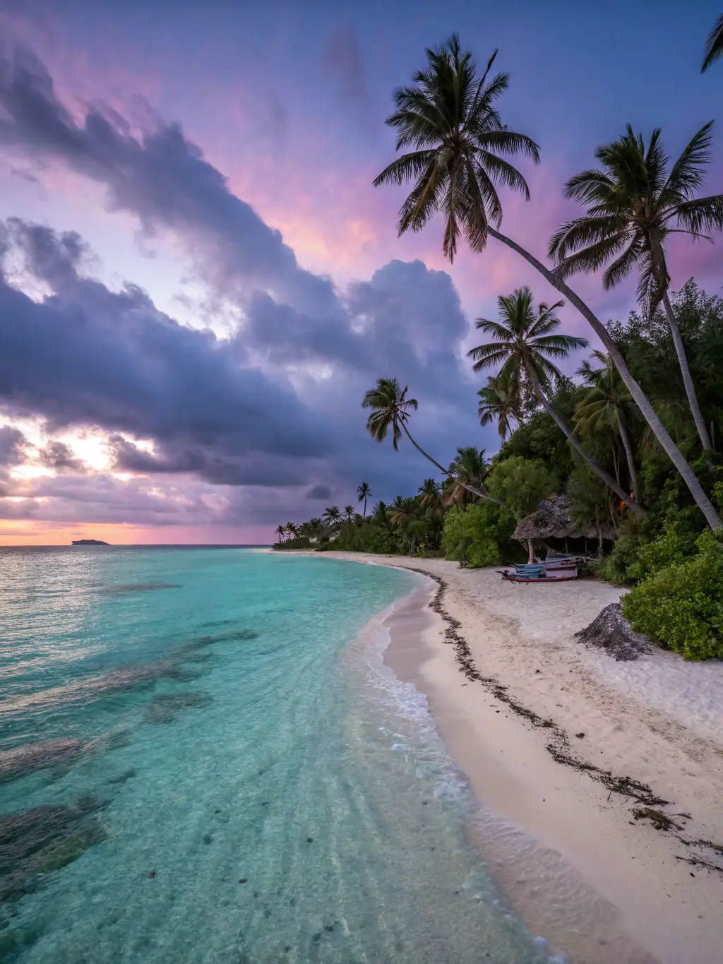 A stunning photo of a turquoise beach in the Caribbean, with clear water, white sand, and palm trees, illustrating a relaxing tropical getaway.